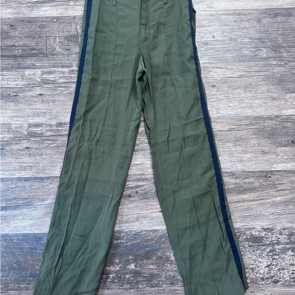 Zara Pants - Zara Trafaluc Olive Green Chino Pants with Black Contrasting Stripes Womens XS
